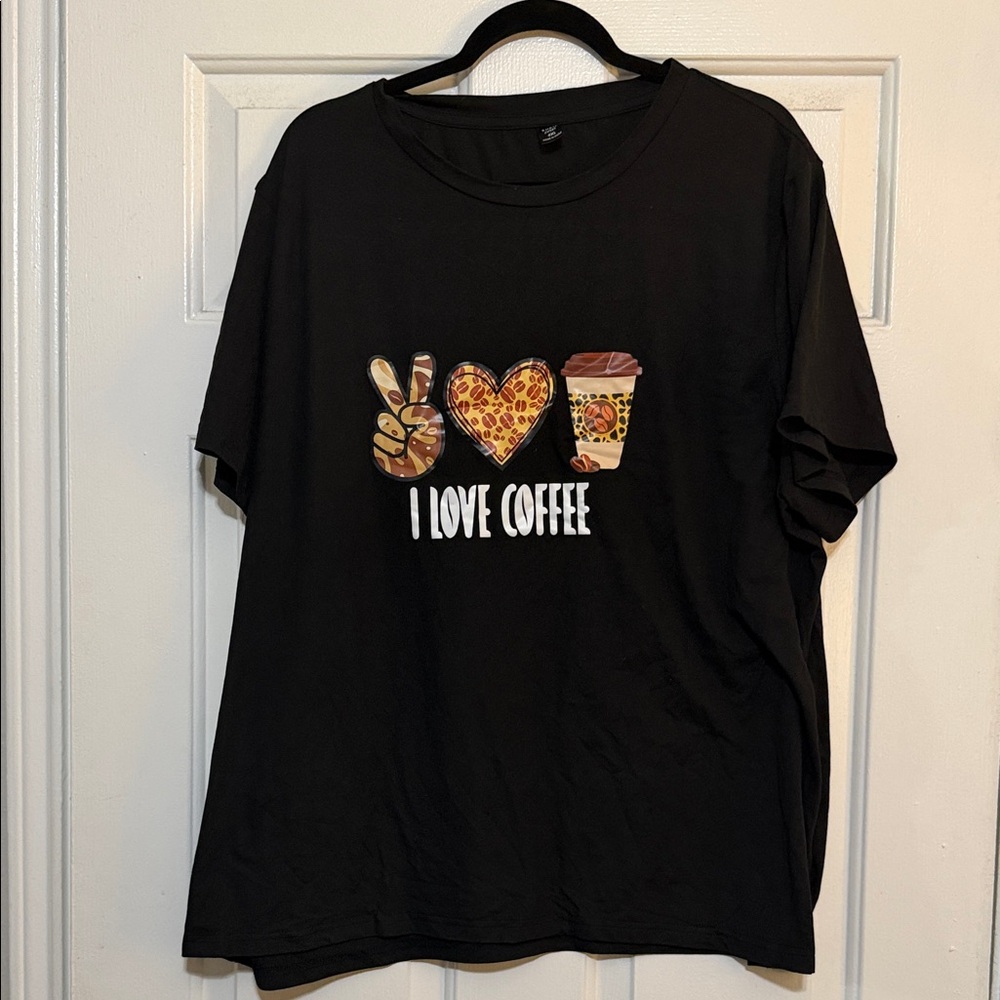 Black Graphic T-Shirt with Coffee Design
